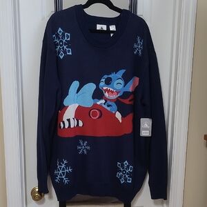 Disney Stitch Navy Blue Graphic Holiday Sweater - Men
